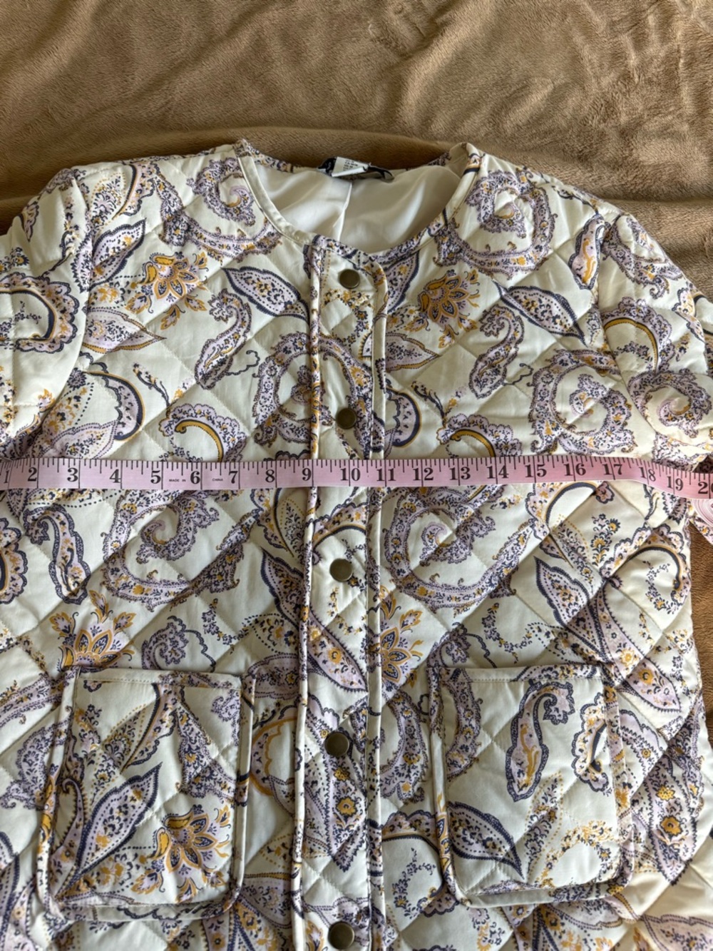 Never worn * Rachel Zoe Quilted Paisley Jacket in Cream, Lavender, Mustard